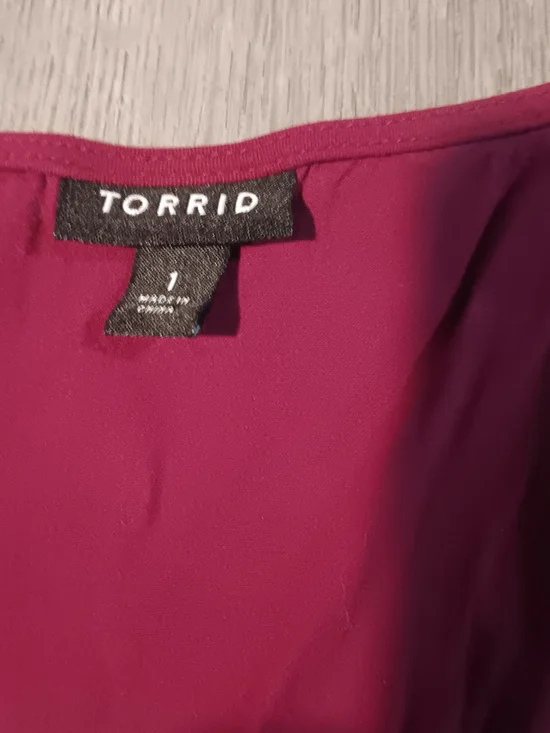 Torrid Raspberry Cold-Shoulder Asymmetrical Swing Dress - Picture 3 of 6